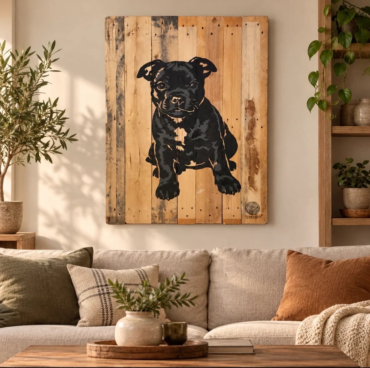 Portrait de chiot — Peinture sur panneau de bois | Pièce unique